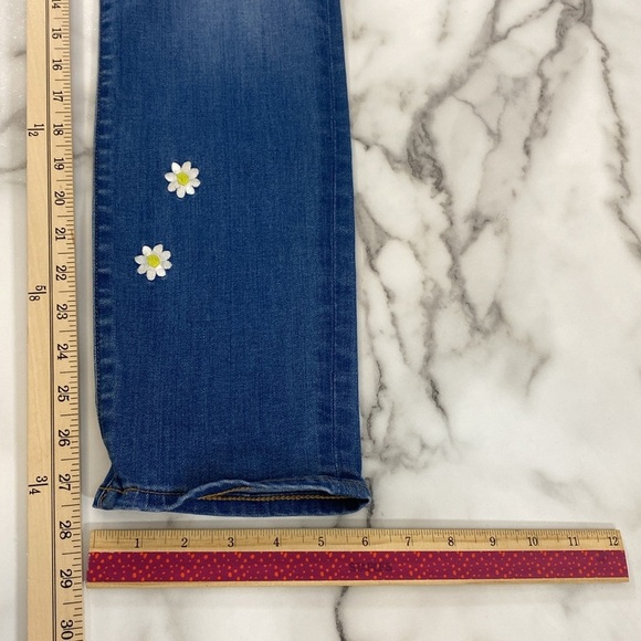 J. Crew Slim Broken in Boyfriend Jeans Womens 24 Floral Skinny Embroidered Daisy - Picture 14 of 14